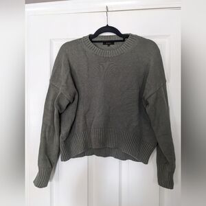 Quince Cotton Boyfriend Crew Sweater In Sage Green